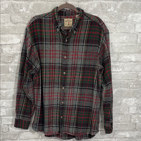 Red Head Men's Flannel Plaid Shirt - Grey, Red, and Green - Picture 1 of 5